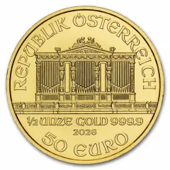 Gold Vienna Philharmonics Coin 2026 - 1/2 oz