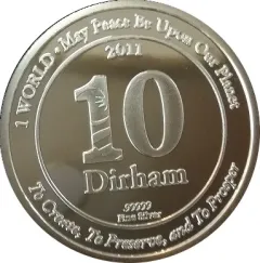Silver 10 Dirham 1 World 2011 - 29.75 Gram