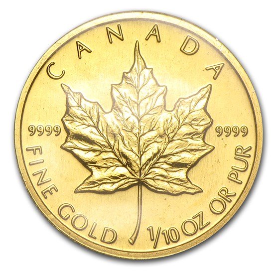 Gold Canadian Maple Leaf Coin 1991 - 1/10 oz