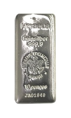 Silver Heraeus Cast Bar - 10 Oz